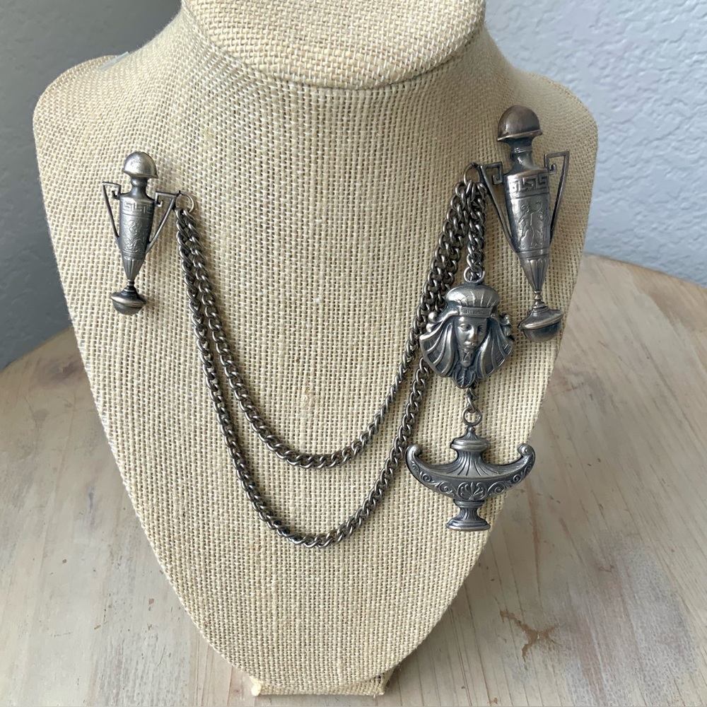 Vintage Egyptian Revival Chatelaine Swag Brooch Timeless Elegance